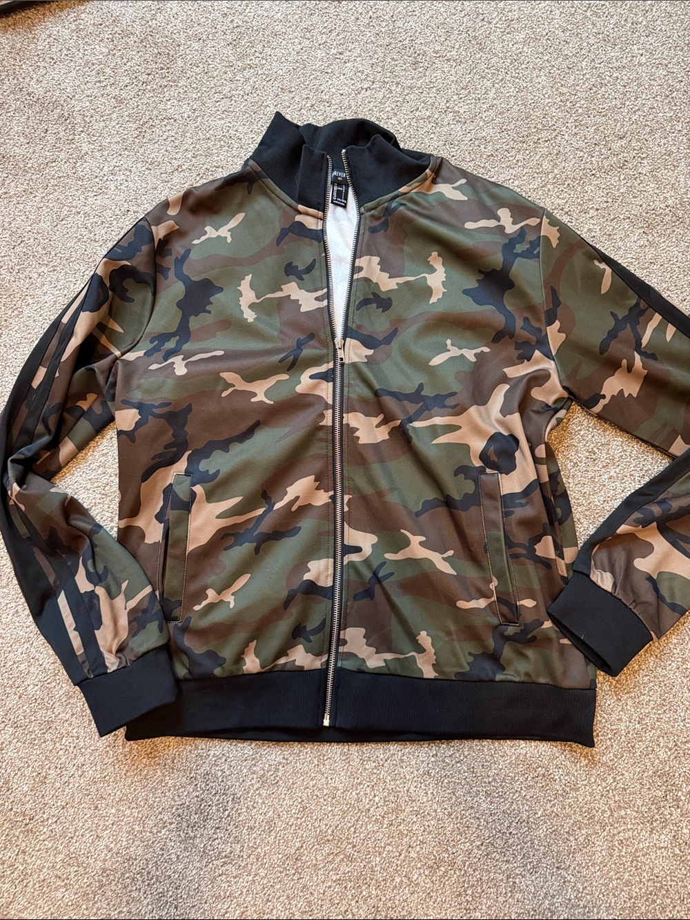 Forever 21 Men's Camo Bomber Jacket with Black Trim